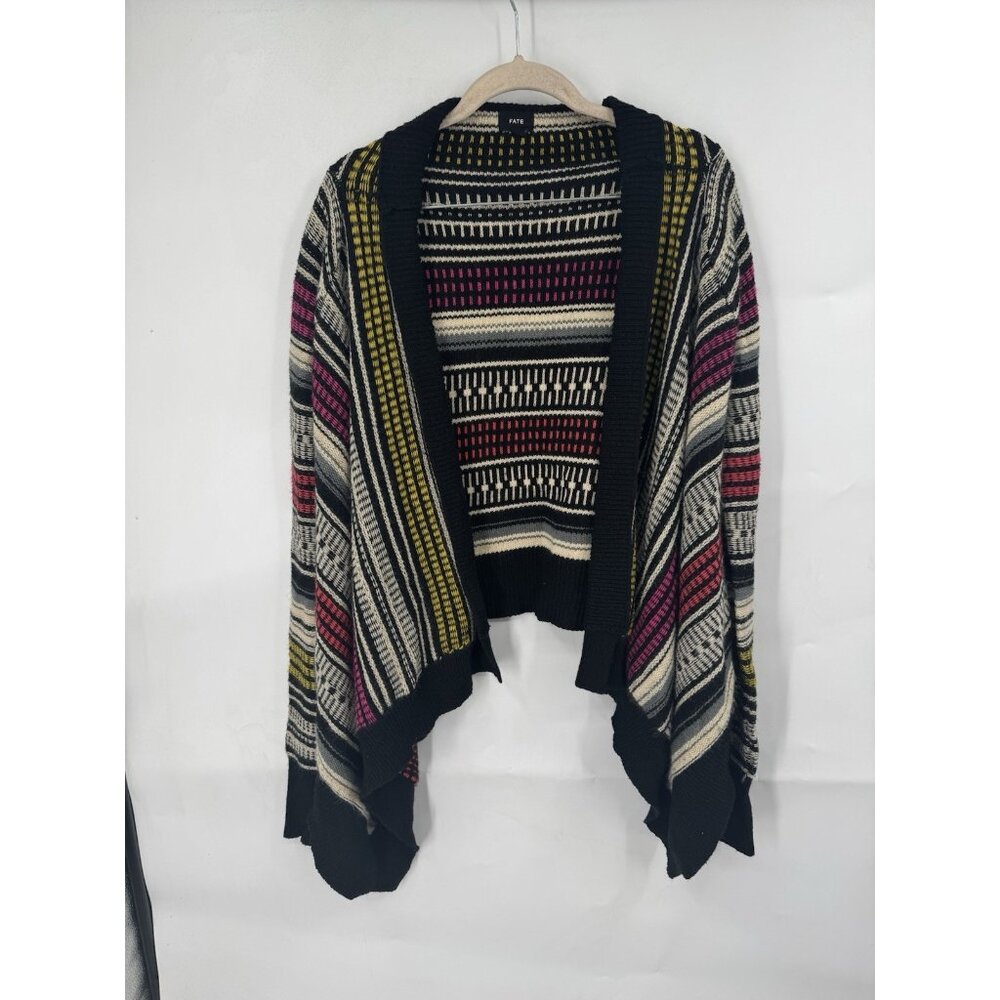 FATE Cardigan Women Small Black Multicolor Western Bohemian Cowgirl Cabincore